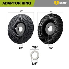 GRAFF Premium Wood Carving Disc 4 Inch for Angle Grinder – Set Shaping and Grinding Wheel for Wood, Softwood, Hardwood – Woodworking Angle Grinder Attachment with 7/8" – 5/8" Arbor