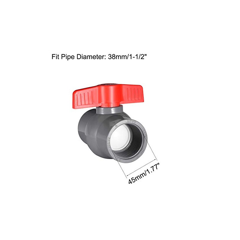 sourcing map PVC Ball Valve Supply Pipe Knob Threaded Ends