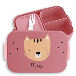 Children's Bento Box Midi Lunch Box for Mepal Bento Box – Boho Cat Cats – 900 ml – Light Blue – Cat Lovers Lunch Box Name Cat Motifs Lunch Box
