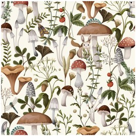 MILEPER Mushroom Wallpaper Peel and Stick Wallpaper Boho Wallpaper 17.7" x 393" Self Adhesive Wallpaper Removable Wallpaper Leaf Forest Wallpaper Mushroom Contact Paper for Countertops Cabinet Decor