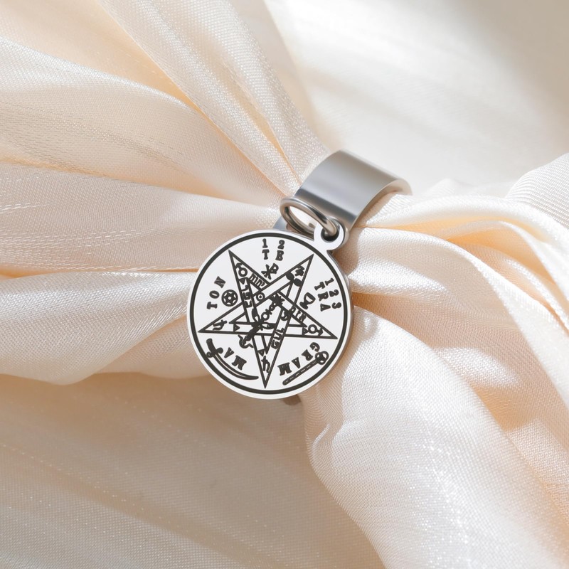 Tetragrammaton Pentagram Ring for Men Women Stainless Steel Sacred Geometry