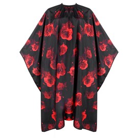 AOZUO Hair Cutting Cape, Waterproof Hairdresser Salon Cape with Adjustable Elastic Hooks Professional Floral Pattern Barber Cape for Hairstylist Hair Cutting Hair Dye Makeup Styling (Red)