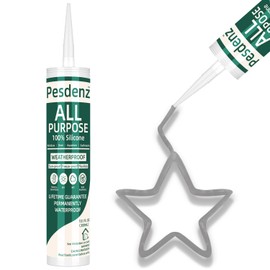 Gray Universal Silicone Caulk, 100% Silicone Sealant Outdoor Waterproof, Flexible Cartridge Adhesive Caulking for Aquarium RV Roof Window Door Kitchen Bathroom Bathtub Shower Seal, 10.1 Oz, 1 Pack