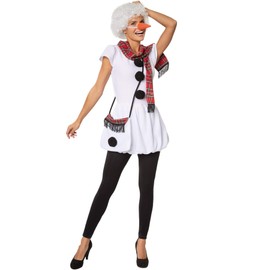 Dressforfun 900839, Women's Snowman Costume, Snowwoman Fancy Dress Costume for Christmas, Carnival, White, Various Sizes, small