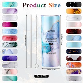 Sieral 24 Pcs Employee Appreciation Gifts for Coworkers Thank You Gifts 20 Oz May You Be Proud Tumbler Cup Marble Grain Stainless Steel Inspirational Mug with Straws for Employee Teacher Nurse