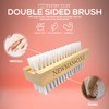 Wooden Nail Brush, Double-Sided Nail Scrubbing Brush with Firm Plastic