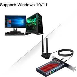 Aswalling WiFi 6E AX210 PCI-E Network Card BT5.3 5374Mbps Tri-Band 2.4G/5G/6GHz for Desktop PC for Win10/11