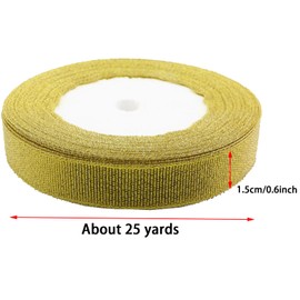 KKUANG 4 Rolls Christmas Ribbons 1.5cm Wide Festival Polyester Glitter Ribbon Gold and Silver for Gift Wrapping and DIY Crafts