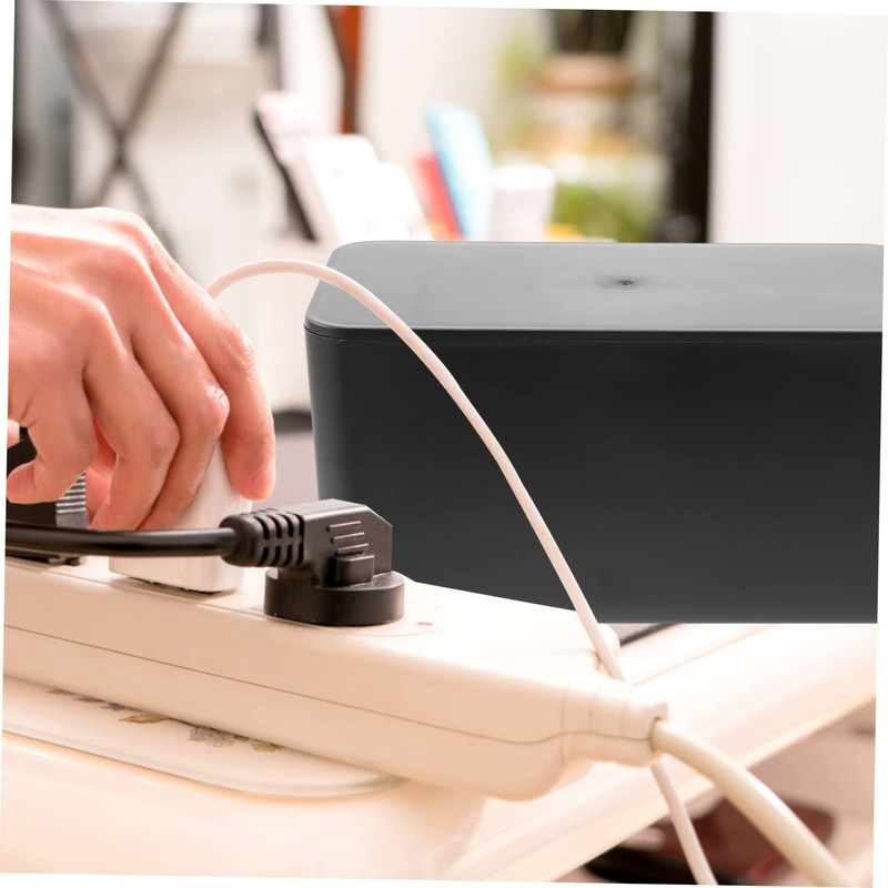 LABRIMP Cable Management Box Organizer Black Plastic Storage Case for