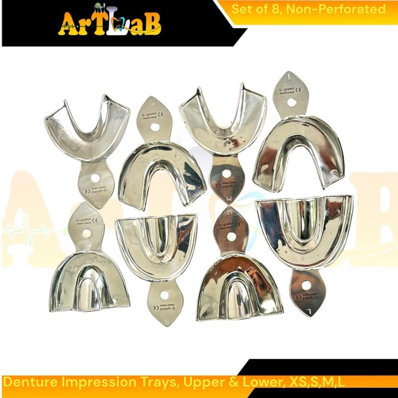 8 Pack | Dental Denture Impression Trays Upper and Lower,