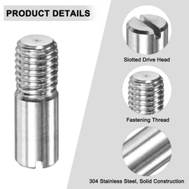 M METERXITY 20-Pack M10 x 30mm Slotted Cylindrical Pin Dowel, 304 Stainless Steel External Thread Locating Dowel Parallel Pins for Metal Devices/Wooden Projects [Silver Tone]