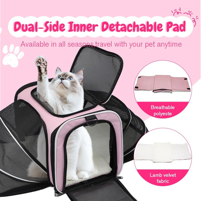 Double Expandable Cat Carrier,Airline Approved Soft-Sided Pet Travel Carrier for