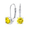 1CT Canary Yellow Solitaire Round Brilliant Cut Cubic Zirconia Lever