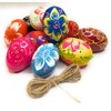 12 Wooden Easter Eggs Hand Painted with Hanger Handmade from
