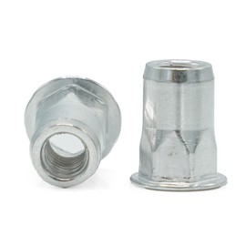 1/4-20 Thinwall Half Hex Low Profile Head Rivet Nut - Aluminium (100)