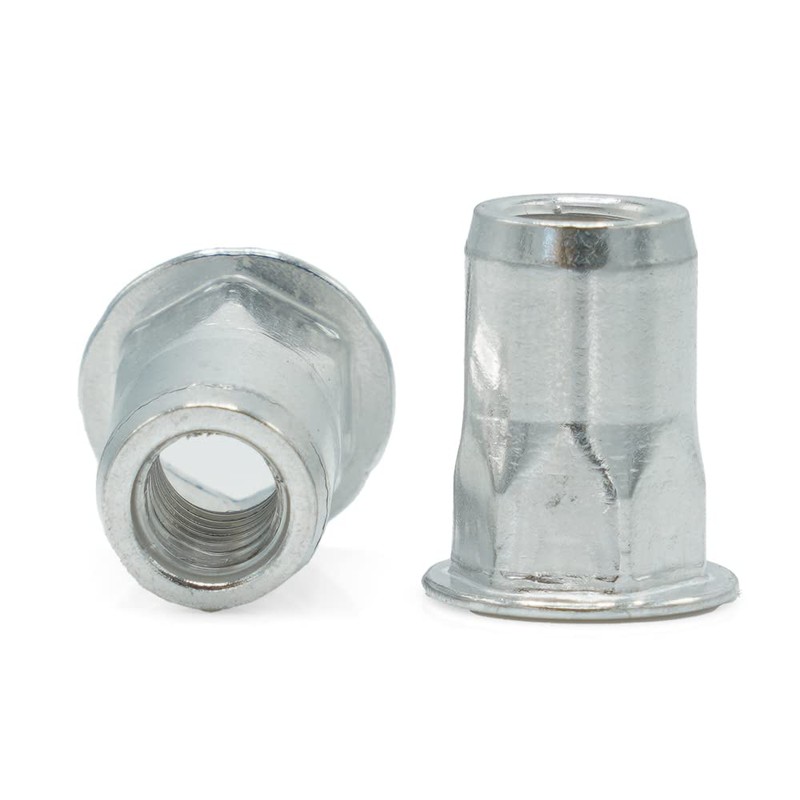 1/4-20 Thinwall Half Hex Low Profile Head Rivet Nut -