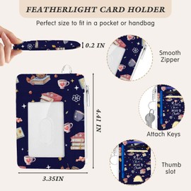 Fisahat Gifts for Book Lovers,Book Card Holder Small Wallet for Women,Just One More Chapter, Slim Woman Keychain Wallet Coin Pocket,Front Pocket Thin Travel Card Case with ID Window