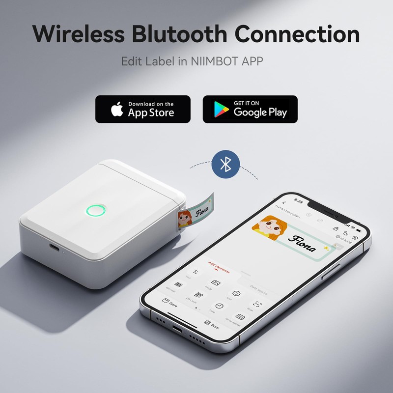 NIIMBOT D110 New Version Label Maker Machine with Tape, Bluetooth