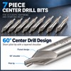 7-Piece M2 HSS Center Drill Bit Set for Metalworking –