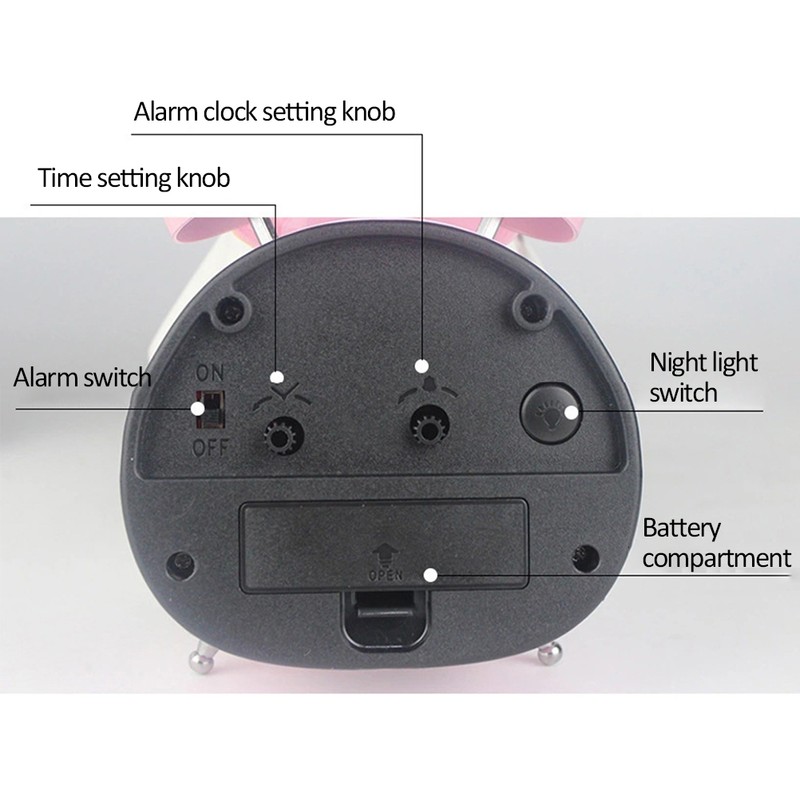 Cute Cartoon Alarm Clock Kids Students Bell Alarm Clock Child