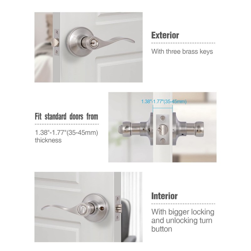 GITRANG Door Levers Interior Keyed Difference Entry Front/Bedroom Door Handles