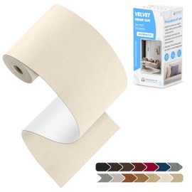 KING MOUNTAIN Couch Fabric Repair Patch, Fabric Patches for Furniture, 4" x 63" Waterproof Velvet Repair Tape for Sofas, Car Seats, Furniture, Upholstery Fabrics and Velvet Goods. （Off White）