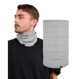 Basic Sense Multifunctional Headwear Cotton Rich Sports Snood Neck Warmer Gaiter, Medium Grey Marl