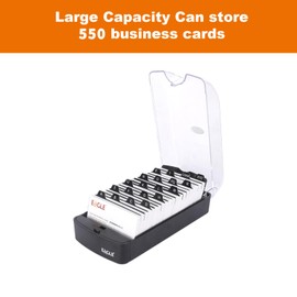 Eagle Business Card Box, Push-Button,Storage up to 550 Cards,Black