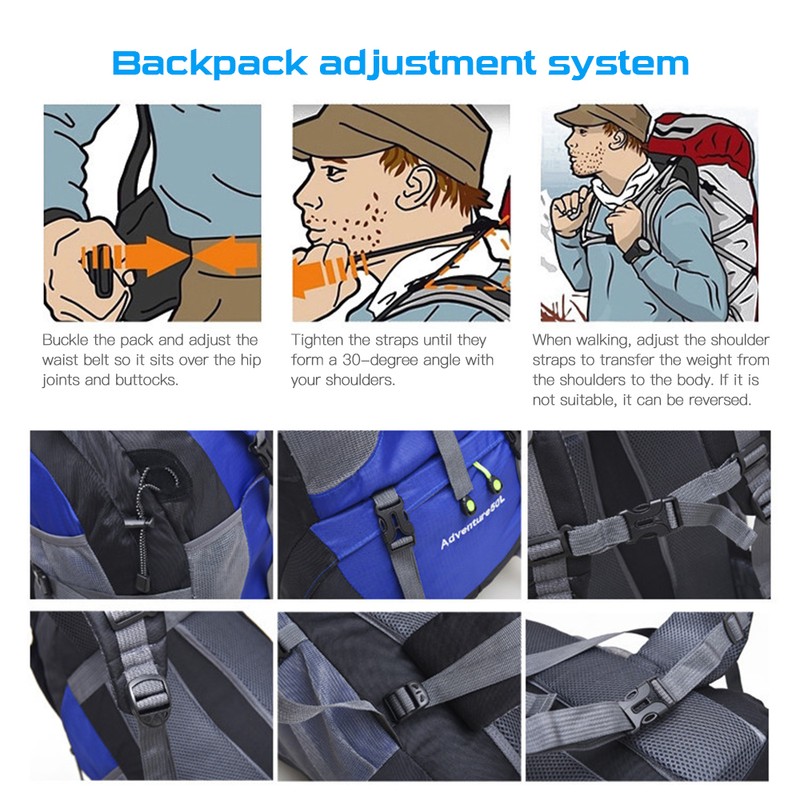 50L Hiking Backpack Water-resistant Camping Backpack Bag Daypack for Backpacking
