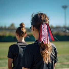 YKW 5 Pack Baseball Hair Ties Ribbon Ponytail Holder for Girls - Sports Team Accessories with Diamond Pattern Scrunchies, Streamers Hair Bows Gift Set for Players, Fans, Mom (Baseball)