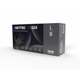 Skytec TX 524 Black Nitrile Disposable Gloves - Latex Free, Powder Free, Exam Disposable Gloves, Disposable, Surgical, Cleaning, Food Gloves, Extra Strong, Black Disposable Gloves