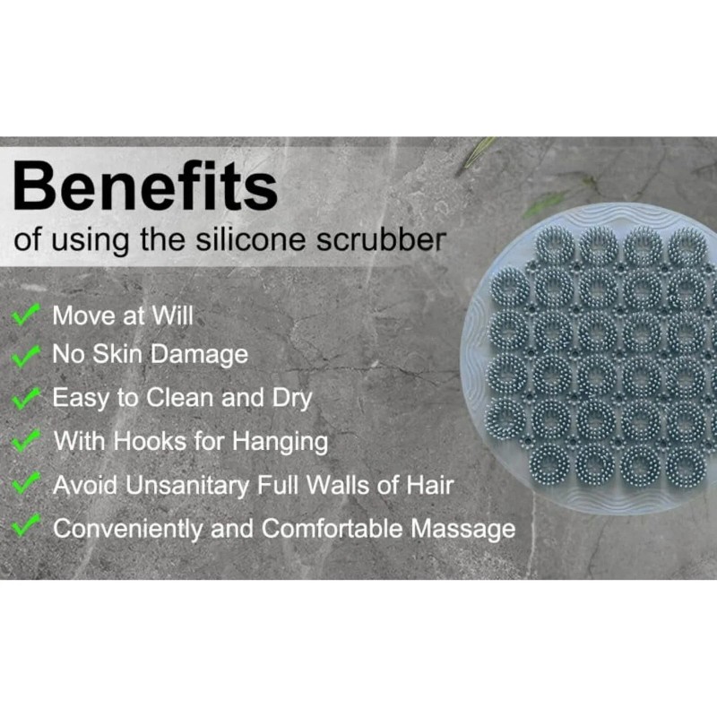 Nazarian Wall Mounted Shower Scrubber Back Foot Brush Hands Free