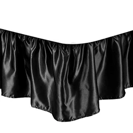 Bed Skirt - Ruffled Bed Skirt (California King, Black) 15 Inch Drop Dust Ruffle with Platform, Wrinkle and Fade Resistant - Dust Ruffle Bedskirt for Easy Fitting with Silky Satin Fabric