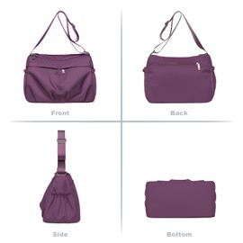 LassZone Women Multi Pocket Crossbody Bag Waterproof Nylon Tote Handbag Lightweight Shoulder Bag Messenger Travel Purse for Work School Daily Use