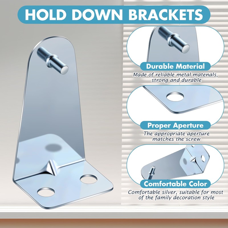 Ferraycle 8 Set Metal Hold Down Brackets 1.8 inch Silver