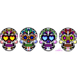 Culver Sugar Skulls Decorated Shot Glasses, 1.75-Ounce, Set of 4