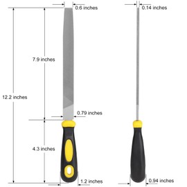 Uaorexplo 8in Flat Hand Metal File, Total 12in Length, Ergonomic Rubberized Handle, Uniform Teeth, Strength High Carbon Steel, perfect for Long Time Use for Trimming, Sharping Metal, Stone, Wood, etc.