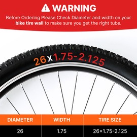 XUNNIU 26 inch inner tube 26"x1.75/2.125 Bike Tubes with Schrader Valve (47/57-559) Compatible with 26x1.75 1.85 1.90 1.95 2.0 2.10 2.125 Bike Tyre Tubes for Road, MTB, Hybrid Bike, City Bike