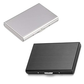 HENWUBEICredit Card Clip, RFID Credit Card Clip for Women, Metal Wallet for Men and Women, Mini Minimalist Credit Card Clip - Slim Wallet with RFID Shield Silver + Black