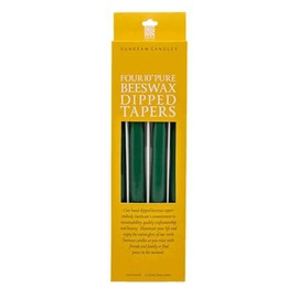 Sunbeam Candles 100% Pure Beeswax 10" Hunter Green Tapers | 2 Pair Box | Dripless & Hand Dipped | Long Burning 12-Hours Each | Made in USA