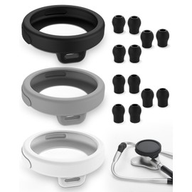 Stethoscope Replacement Accessories Set for EKO CORE 500™ Digital Stethoscope, Silicone Stethoscope Chestpiece Cover and Eartips Replacement Parts for Enhanced Comfort (Black)