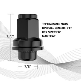14x1.5 Wheel Lug Nuts, 20PCS M14x1.5 OEM Factory Mag Washer Style Chrome Lug Nut 7/8'' (22mm) Hex 1.77 inch(45mm) Height for Sequoia Landcruiser Tundra Lexus LX470 LX480