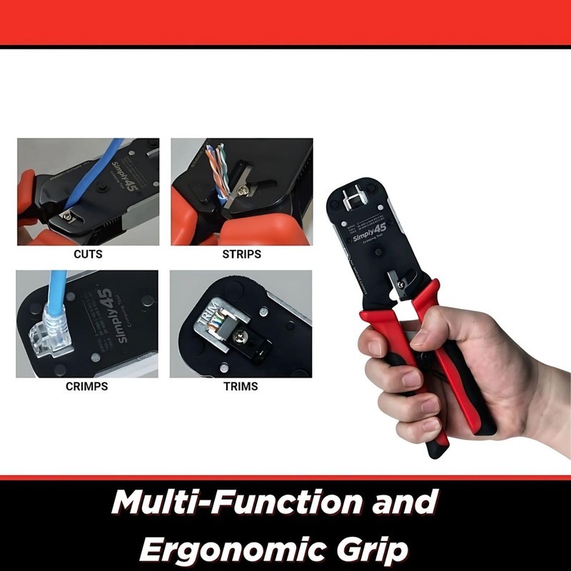 Simply45 Pass-Through RJ45 Crimp Tool for Unshielded and Internal Ground