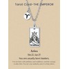Suplight Tarot Card Necklace Horoscope Chain Stainless Steel Lucky Rectangle