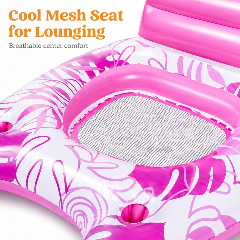 Inflatable Adult Pool Lounger – Tropical Leaf Reclining Float with
