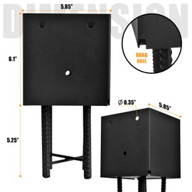 4 Pack Metal Post Base Holder, 6''x6'' (Internal 5.5"x5.5"), Post Anchor Brackets Ground Spike Use for Concrete Deck for Wood Fence, Railing, Pergola, Porch (Black)