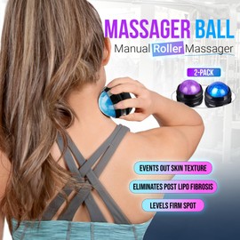 Luxadar Lymphatic Drainage Massager, Blue + Purple Massage Rollr Ball Rollr, Fibro Roller, Fibrosis Treatment, Liposuction, Post Tummy Tuck Must Have & Post Surgery Recovery, Cellulite Body Rollr