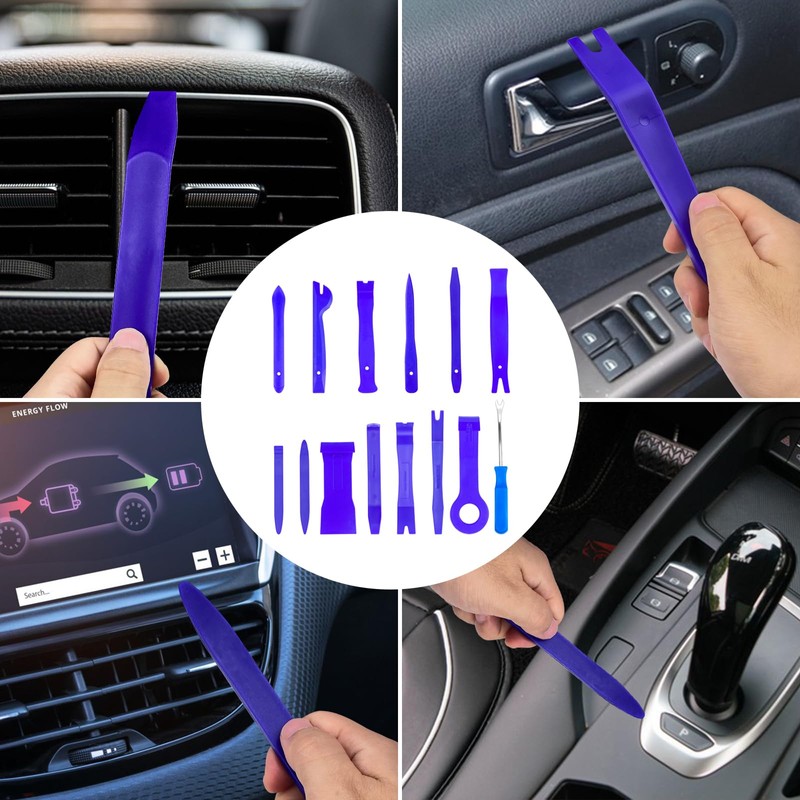 Fousenuk 14-Piece Car Disassembly Tools Set, Blue, Tools Trim Wedges