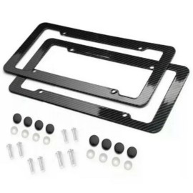 BLVD Front & Rear Bracket 2pcs Set Glossy Carbon Fiber Painted License Plate Frames
