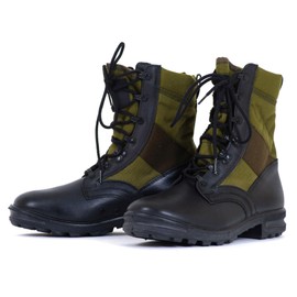 Original German Army Jungle Boots For Men - BALTES Black/Green Men’s Military Boots - Leather Combat Boots Men